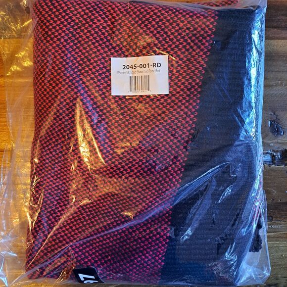 Kollie More Poncho Shawl Wrap Colorblock Autumn Open Front One-Size Red Black - Picture 10 of 12